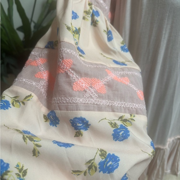 Anthropologie Embroidered Ruffle Pink Tunic Boho Mini Dress Coastal Cowgirl Sz S - Picture 4 of 12